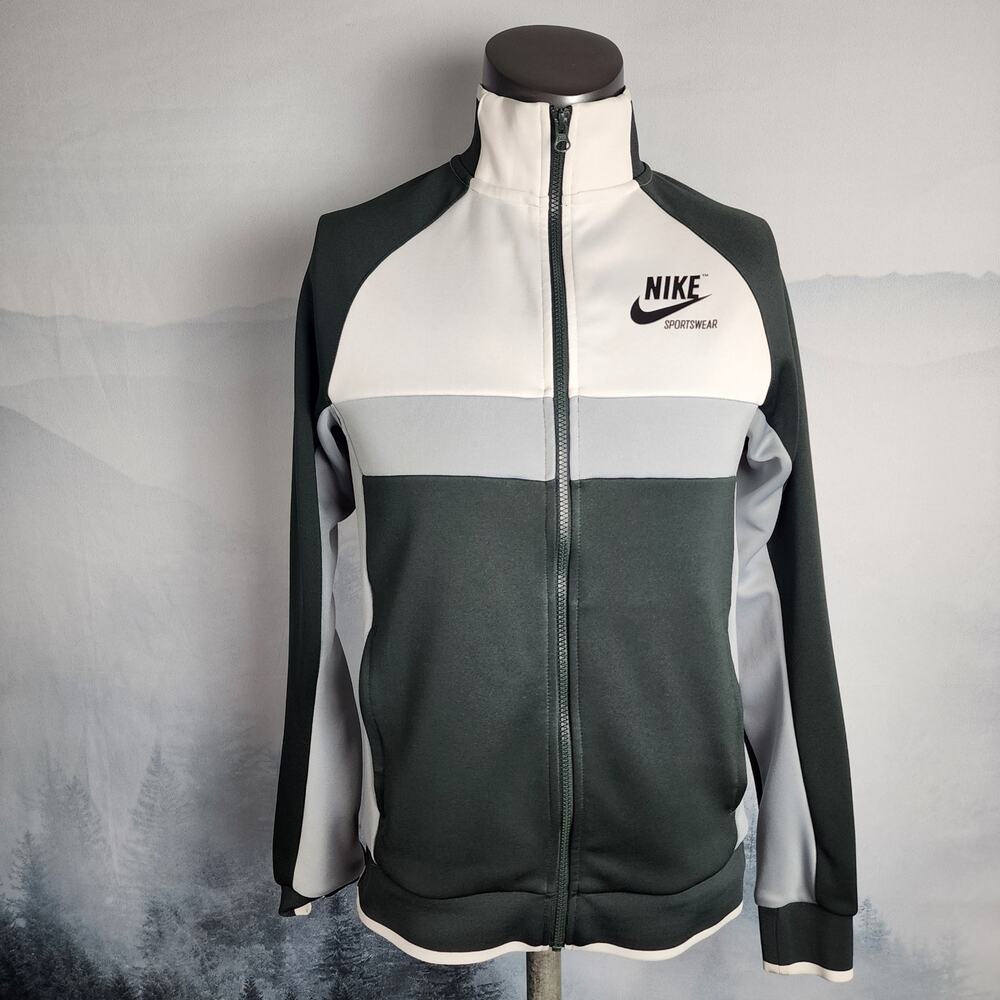 Nike Archive Mock Neck Green and White Track Jacket | Men's Small
